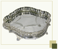 Silver Plated Glass Tray with Handcarved Mirror