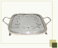 Silver Plated Square Glass Tray with Handcarved Mirror