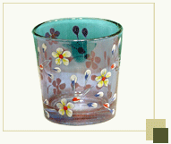 Blue Handpainted Glass Votive
